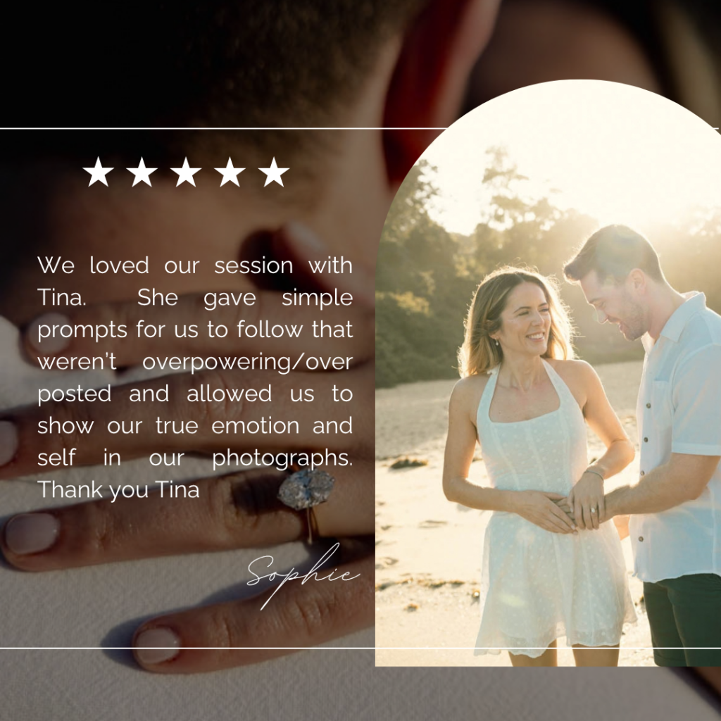 Client testimonial for shelly beach couples photographer